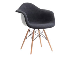 Design Project Bílá plastová židle DAW s látkovým sedákem Design Project
