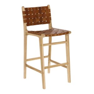 Hnědá barová židle s kůží LaForma Calixta LaForma