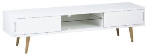 SCANDI Bílý dřevěný TV stolek Elisa 180 x 45 cm SCANDI