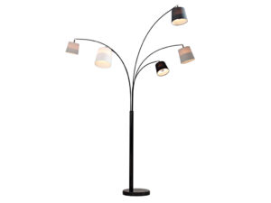 Moebel Living Šedá kovová stojací lampa Malcolm 200 cm Moebel Living