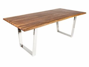 Moebel Living Masivní dřevěný jídelní stůl Mammut 200x98 cm s nerezovou podnoží Moebel Living