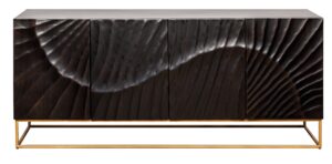 Moebel Living Černá masivní dřevěná komoda Remus 177 x 45 cm Moebel Living