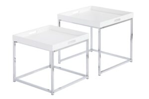 Moebel Living Set dvou bílých odkládacích stolků Vertigo 50/45x50/45 cm Moebel Living