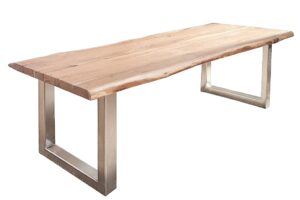 Moebel Living Masivní dřevěný jídelní stůl Mammut 300x100 cm s nerezovou podnoží Moebel Living