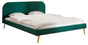 Moebel Living Smaragdově zelená sametová postel Allegra 140x200 cm Moebel Living
