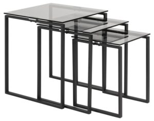 SCANDI Černý set tří skleněných konferenčních stolků Divo 50 x 50 cm SCANDI