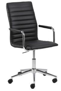 SCANDI Černá koženková konferenční židle Aqua s chromovou podnoží SCANDI