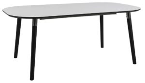 SCANDI Bílý rozkládací jídelní stůl Polo I 180 cm s černou podnoží SCANDI