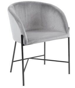 SCANDI Světle šedá sametová jídelní židle Olea s černou podnoží SCANDI