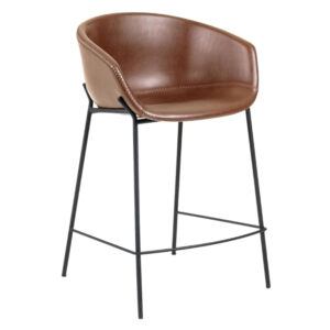Hnědá koženková barová židle LaForma Zadine 90 cm LaForma