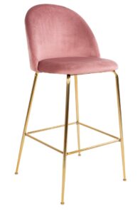 Nordic Living Růžová sametová barová židle Anneke se zlatou podnoží Nordic Living