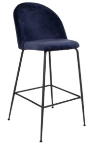 Nordic Living Modrá sametová barová židle Anneke s černou podnoží Nordic Living