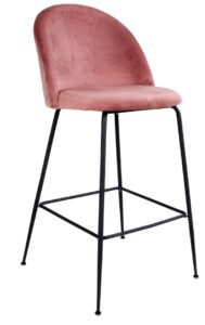 Nordic Living Růžová sametová barová židle Anneke s černou podnoží Nordic Living