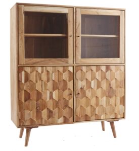 Moebel Living Masivní akátová vitrína Catico 118 x 40 cm Moebel Living