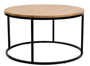 Dubový kulatý konferenční stolek FormWood Villa 85 cm s černou podnoží FormWood