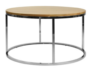 Dubový kulatý konferenční stolek FormWood Villa 85 cm s chromovou podnoží FormWood