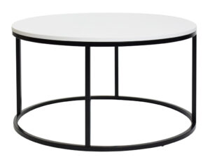 Bílý kulatý konferenční stolek FormWood Villa 85 cm s černou podnoží FormWood