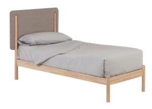 Přírodní dřevěná postel s látkovým čelem LaForma Shayndel 90 x 190 cm LaForma