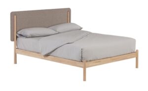 Přírodní dřevěná postel s látkovým čelem LaForma Shayndel 150 x 190 cm LaForma