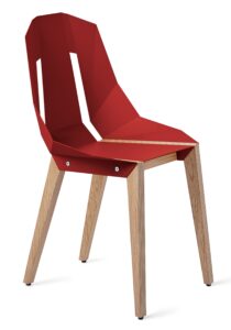 Červená hliníková židle Tabanda DIAGO s dubovou podnoží Tabanda