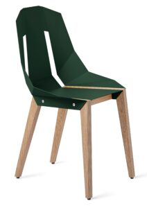 Lahvově zelená hliníková židle Tabanda DIAGO s dubovou podnoží Tabanda