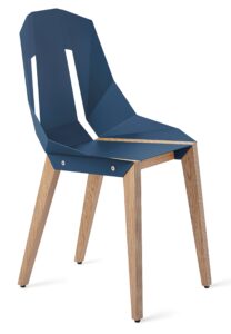 Modrá hliníková židle Tabanda DIAGO s dubovou podnoží Tabanda
