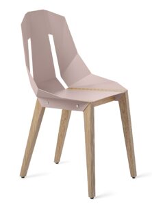 Světle růžová hliníková židle Tabanda DIAGO s dubovou podnoží Tabanda