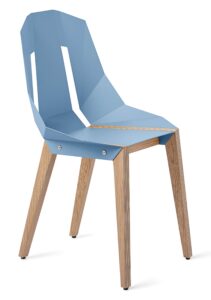 Světle modrá hliníková židle Tabanda DIAGO s dubovou podnoží Tabanda