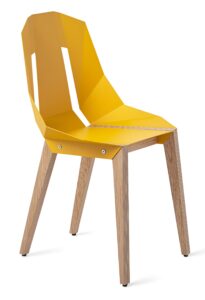 Žlutá hliníková židle Tabanda DIAGO s dubovou podnoží Tabanda