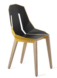 Žlutá látková židle Tabanda DIAGO s dubovou podnoží Tabanda