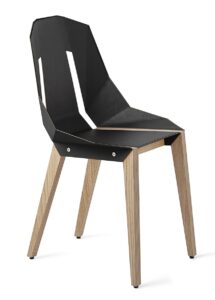 Černá koženková židle Tabanda DIAGO s dubovou podnoží Tabanda