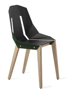 Lahvově zelená koženková židle Tabanda DIAGO s dubovou podnoží Tabanda