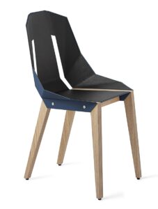 Modrá koženková židle Tabanda DIAGO s dubovou podnoží Tabanda