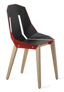 Červená koženková židle Tabanda DIAGO s dubovou podnoží Tabanda