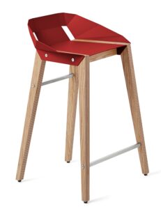 Červená hliníková barová židle Tabanda DIAGO 62cm s dubovou podnoží Tabanda