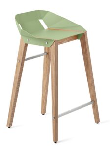 Mintová hliníková barová židle Tabanda DIAGO 62cm s dubovou podnoží Tabanda