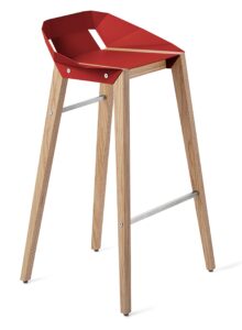 Červená hliníková barová židle Tabanda DIAGO 75 cm s dubovou podnoží Tabanda
