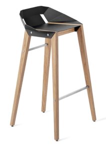 Černá hliníková barová židle Tabanda DIAGO 75 cm s dubovou podnoží Tabanda