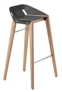 Šedá hliníková barová židle Tabanda DIAGO 75 cm s dubovou podnoží Tabanda