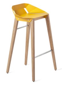Žlutá hliníková barová židle Tabanda DIAGO 75 cm s dubovou podnoží Tabanda