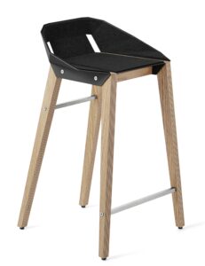 Černá plstěná barová židle Tabanda DIAGO s dubovou podnoží 62 cm Tabanda