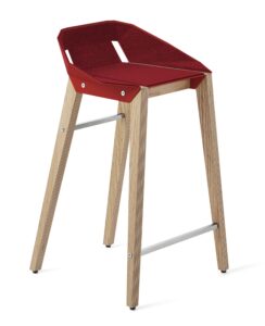 Červená plstěná barová židle Tabanda DIAGO s dubovou podnoží 62 cm Tabanda