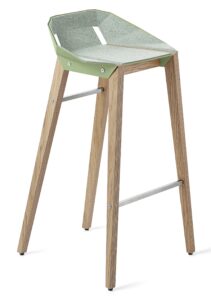 Mintová plstěná barová židle Tabanda DIAGO s dubovou podnoží 75 cm Tabanda
