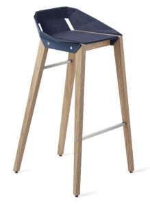 Modrá plstěná barová židle Tabanda DIAGO s dubovou podnoží 75 cm Tabanda