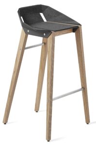 Šedá plstěná barová židle Tabanda DIAGO s dubovou podnoží 75 cm Tabanda