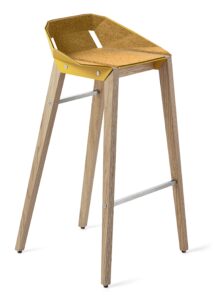 Žlutá plstěná barová židle Tabanda DIAGO s dubovou podnoží 75 cm Tabanda