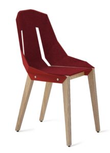 Červená plstěná židle Tabanda DIAGO s dubovou podnoží Tabanda
