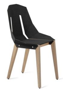 Černá plstěná židle Tabanda DIAGO s dubovou podnoží Tabanda