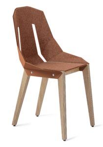 Cihlová plstěná židle Tabanda DIAGO s dubovou podnoží Tabanda