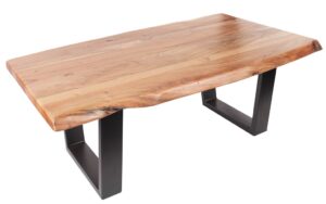 Moebel Living Masivní dřevěný konfereční stolek Mammut 110x60-64 cm s černou podnoží Moebel Living